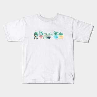 Five in a Row - Plants in Funky Pots Kids T-Shirt